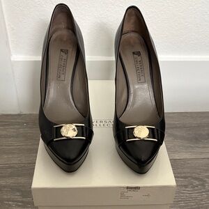 Versace Collection Black Heels with Gold Accent sz 39